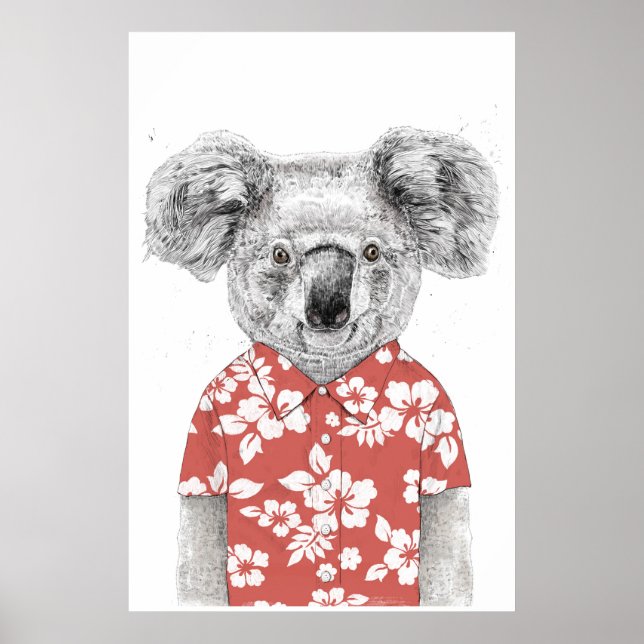 Póster Koala de verano (rojo) (Frente)