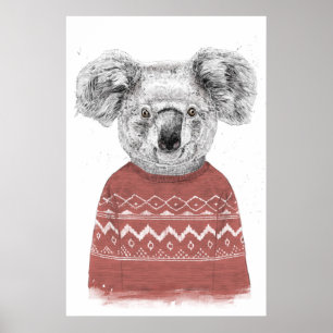 Póster Koala del invierno (roja)
