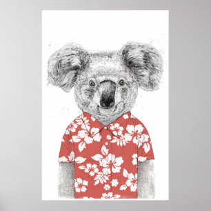Póster Koala del verano (roja)
