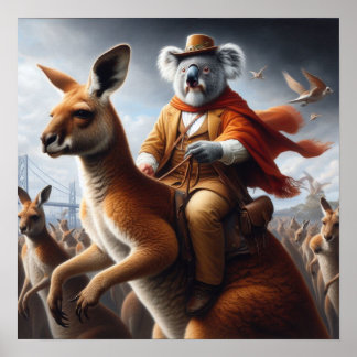 Póster Koala Kangaroo Rider