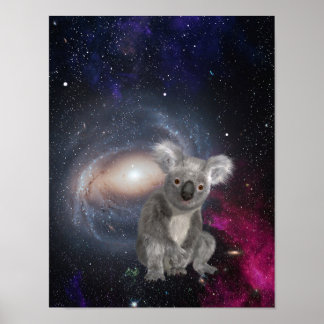 Póster Koala lleva en el espacio divertido Poster surreal