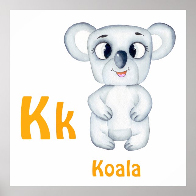Póster Koala personaliza ABC: Letra K -Añadir tu nombre (Frente)
