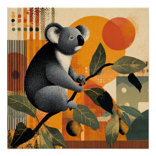 Póster Koala sentado en un árbol