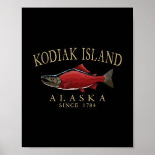 Póster Kodiak Island Alaska Salmón Desde 1784 Arqueado Ma