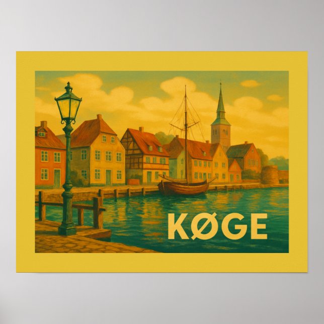 Póster Køge Dinamarca Casco Antiguo (Frente)
