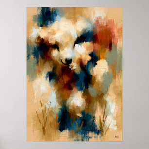 Póster Kohitsuji Daisy Acaricia Corderito Bebé Kawaii Art