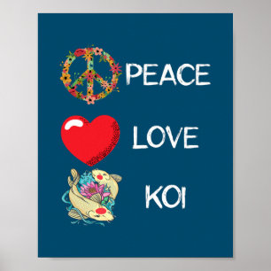 Póster Koi Ama La Paz Pez Loto Yin Yang Koi Japonés