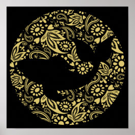 Póster Koi Carp Fish Black Gold Art Print