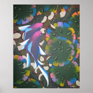 Póster koi del arco iris