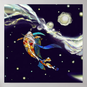 Póster Koi en el poster de cristal del interior del