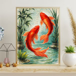 Póster Koi fish art | koi fish illustration | japanese<br><div class="desc">koi fish pond illustration, elegant japanese koi artwork, ornamental fish nature drawing, tranquil zen pond scenery art, vibrant red koi fish illustration, peaceful water garden artwork, asian inspired koi pond scene, decorative fish aquatic illustration, serene pond landscape artwork, traditional japanese style fish drawing, nature inspired aquatic art, calming water garden...</div>