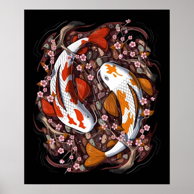 Póster Koi Fish Cherry Blossom (Frente)