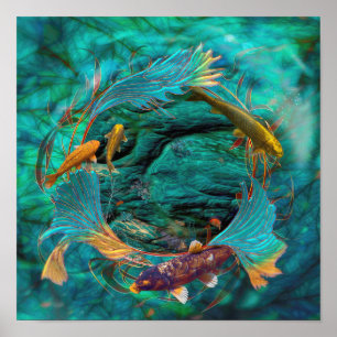 Póster Koi Fish "NADAR EN PAZ"