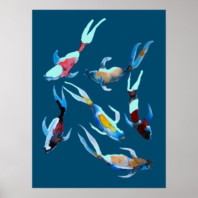 Póster Koi Fish watercolor (Frente)