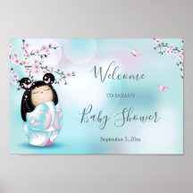 Kokeshi Doll Cherry Blossoms Baby Shower