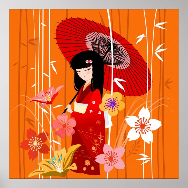 Póster Kokeshi Doll Zen Garden (Frente)