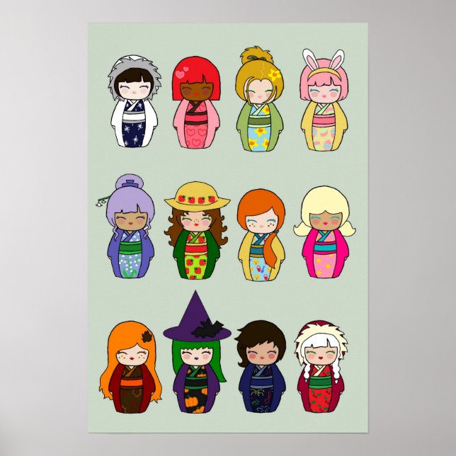 Póster Kokeshi Months (Frente)
