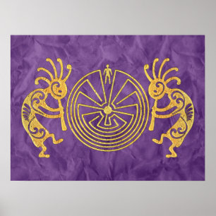 Póster KOKOPELLI / MAN IN THE MAZE gold + tus ideas