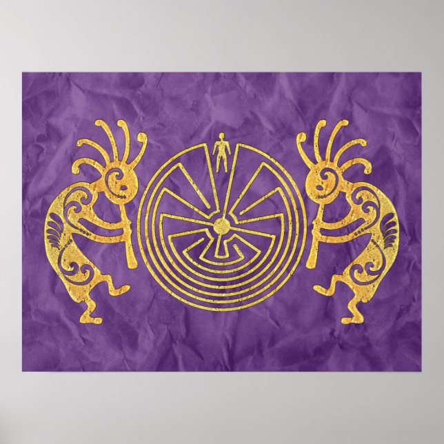 Póster KOKOPELLI / MAN IN THE MAZE gold + tus ideas (Frente)