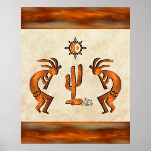 Póster Kokopelli Y Cactus