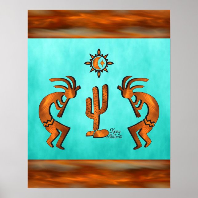 Póster Kokopelli Y Cactus (Frente)