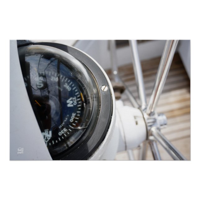 Póster Kompas dat de richting geeft aan een avontuur.  (Anverso)