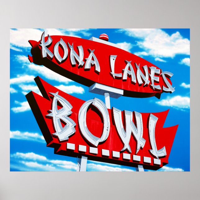 Póster Kona Lanes Bowl Retro Neon Rótulo Poster (Frente)