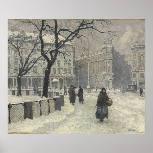 Póster Kongens Nytorv, Copenhague En Invierno, Paul Fisch (Frente)