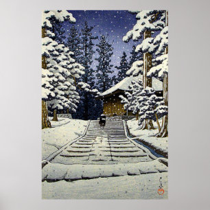 Póster Konjikido en la nieve Hiraizumi Kawase Hasui
