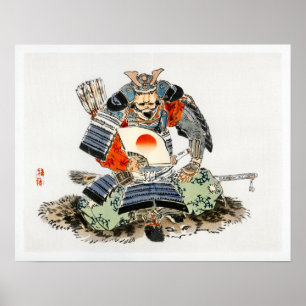 Póster Kōno Bairei Samurai