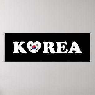 Póster Korea Love Heart Flag Poster