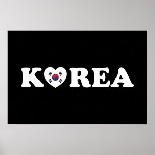 Póster Korea Love Heart Flag Poster
