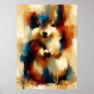 Póster Korisu Tiny Treasure Cute Baby Squirrel Kawaii Art