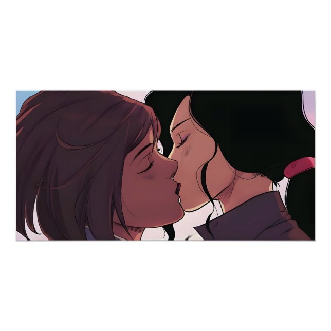 Póster Korrasami Kiss | Korra y Asami Sato | (Anverso)