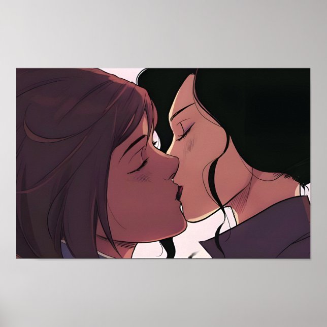 Póster Korrasami Kiss | Korra y Asami Sato | (Frente)