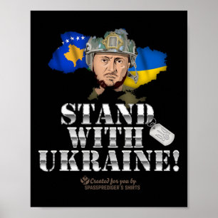Póster Kosovo Apoya a Ucrania Volodymyr Zelenskyy Bandera