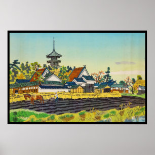 Póster Kotozuka Eiichi, templo Yakushi y alrededores