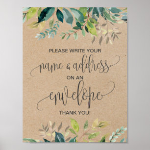 Póster Kraft Foliage Address An Envelope Sign