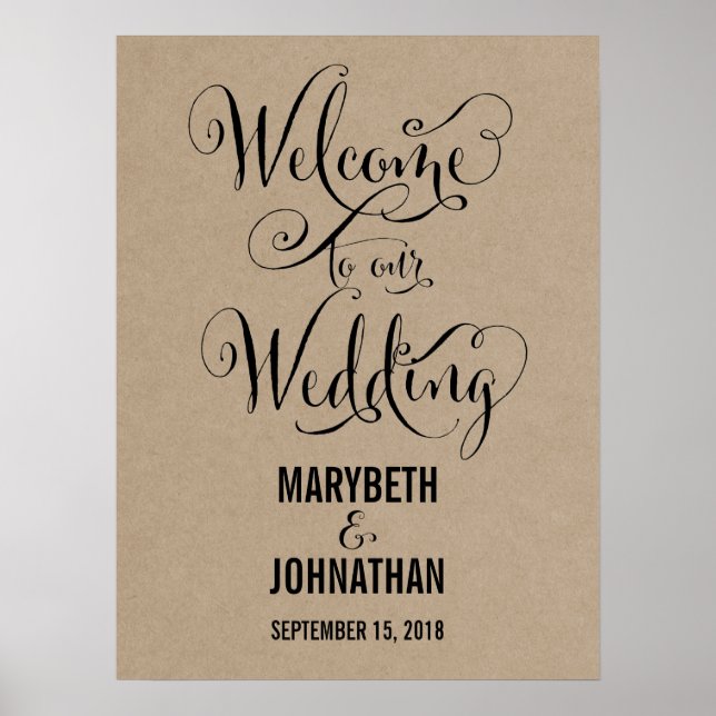 Póster Kraft Rustic Modern We Do Boda Welcome Poster (Frente)