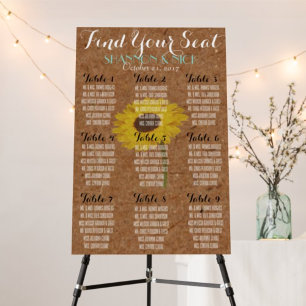 Póster Kraft Sunflower Otoño 9 Boda de mesa de asiento