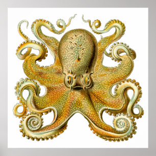 Póster Kraken Antiguo, Pulpo Gamochonia, Ernst Haeckel