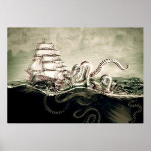 Póster Kraken Serigrafía