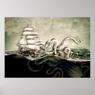 Póster Kraken Serigrafía