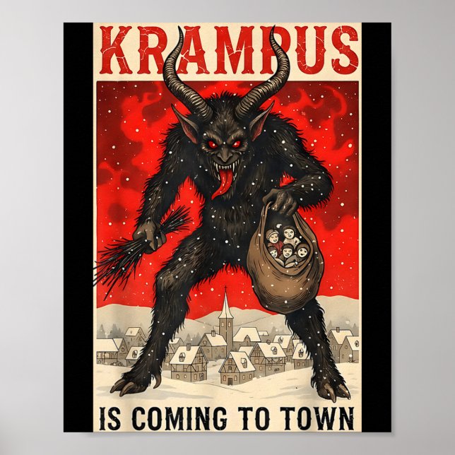 Póster Krampus Is Coming To Town Christmas Horror Holiday (Frente)