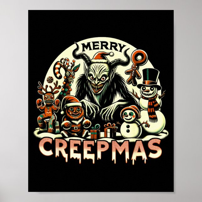 Póster Krampus Merry Creepmas Christmas 30’s Retro Cartoo (Frente)