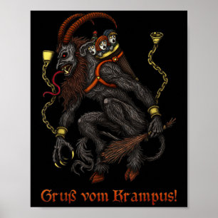 Póster Krampus Navidad Oscura Alegre Krampus Fiesta de Te
