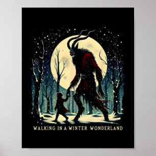 Póster Krampus Oscuro Paseo Navideño Invernal En Un Invie