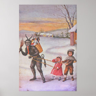 Póster Krampus robando juguetes y niños
