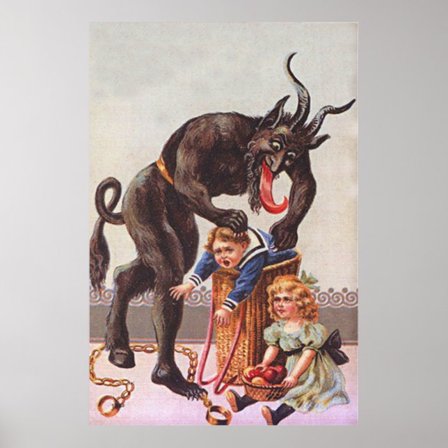 Póster Krampus Secuestrando Niños (Frente)