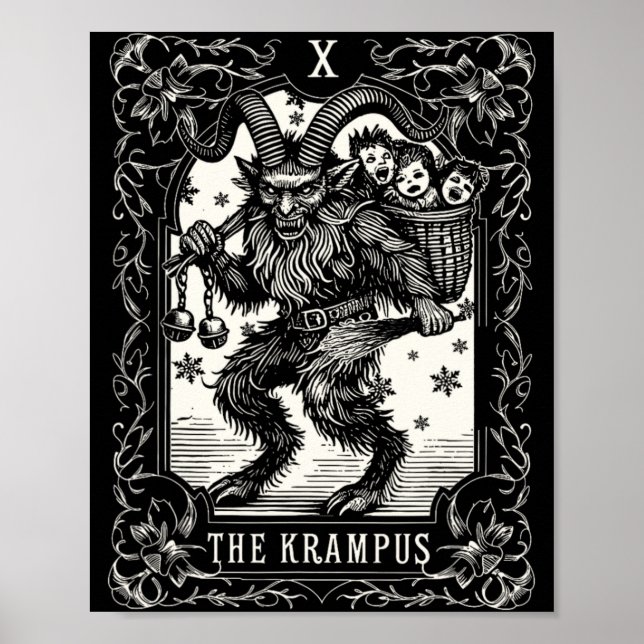 Póster Krampus Tarot Card Design Christmas Season Evil Pa (Frente)